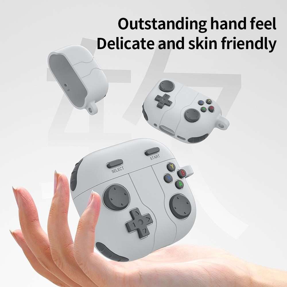 For AirPods 4 Game Console Style Wireless Earphone Silicone Case(Rock Grey)