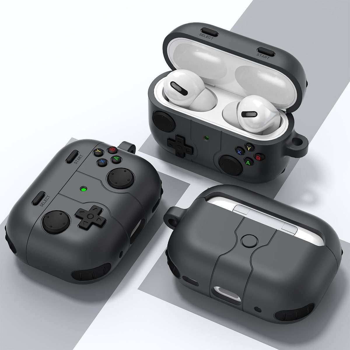 For AirPods Pro Game Console Style Wireless Earphone Silicone Case(Dark Grey)