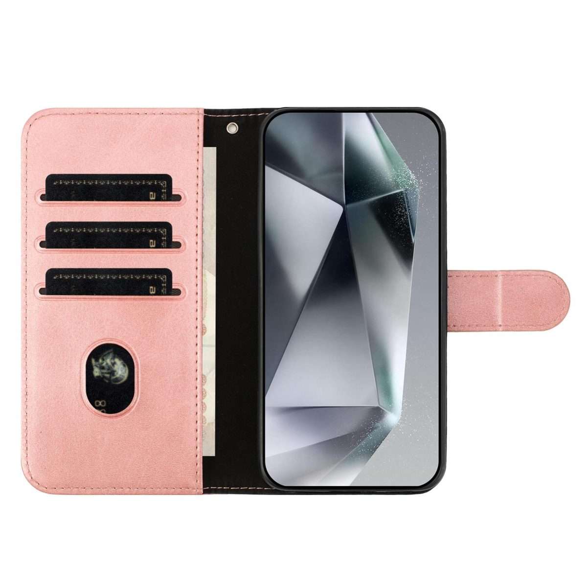 For iPhone 13 mini Dual-Folded S-shape Leather Phone Case(Rose Gold)