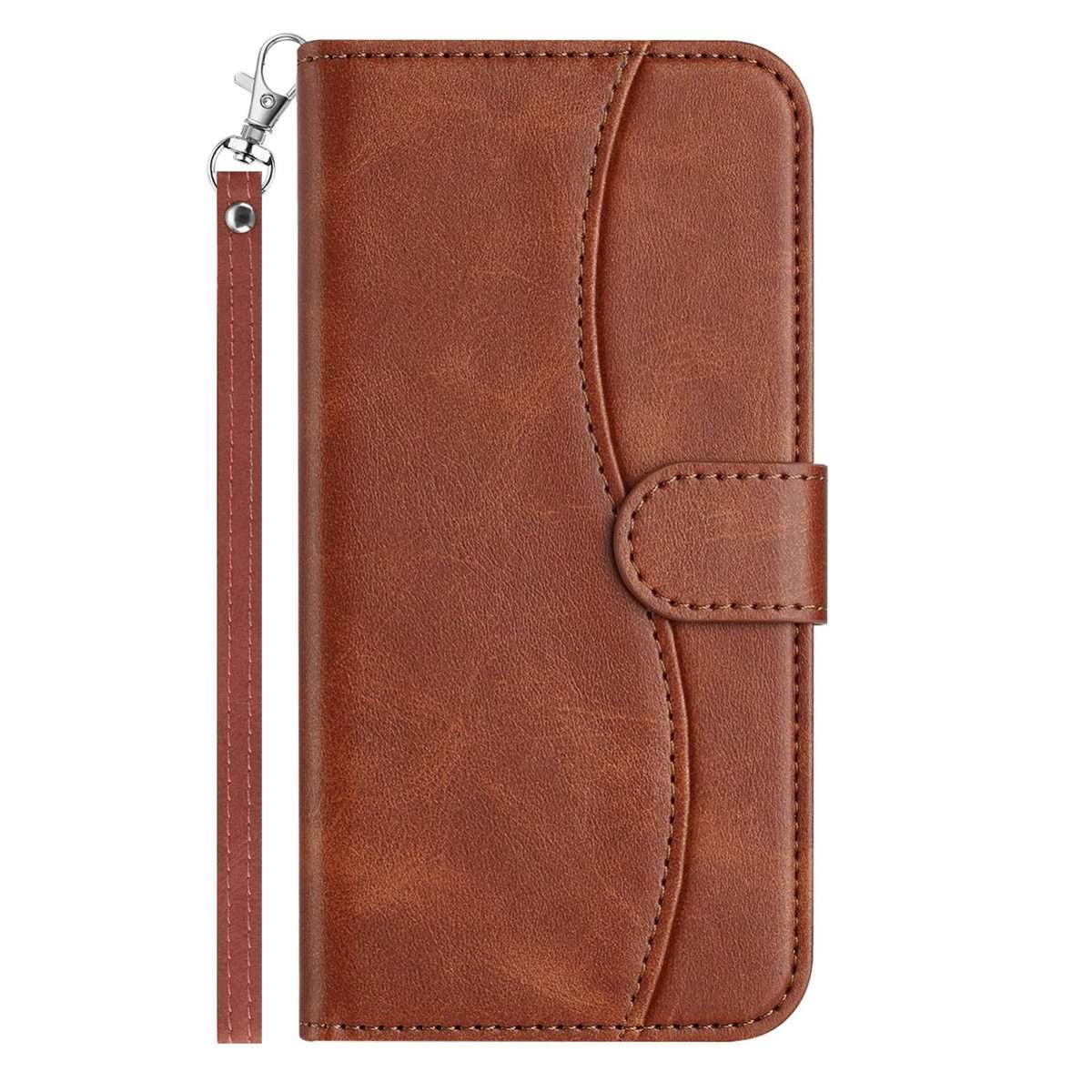 For iPhone 13 mini Dual-Folded S-shape Leather Phone Case(Coffee)