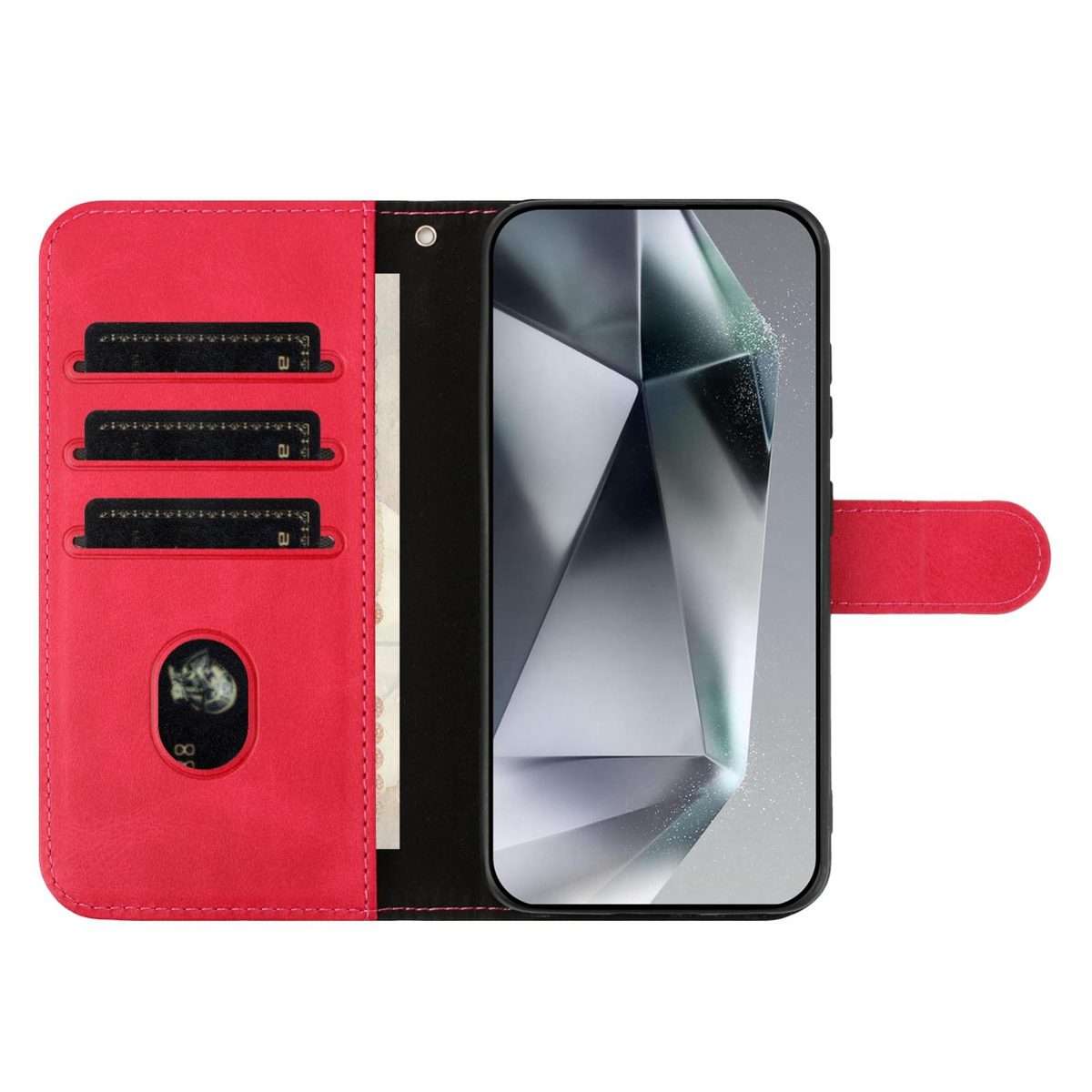 For iPhone XS Max Dual-Folded S-shape Leather Phone Case(Rose Red)