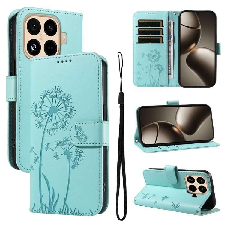 For Xiaomi 15T Pro 5G Dandelion Embossed Pattern Flip Leather Phone Case(Green)