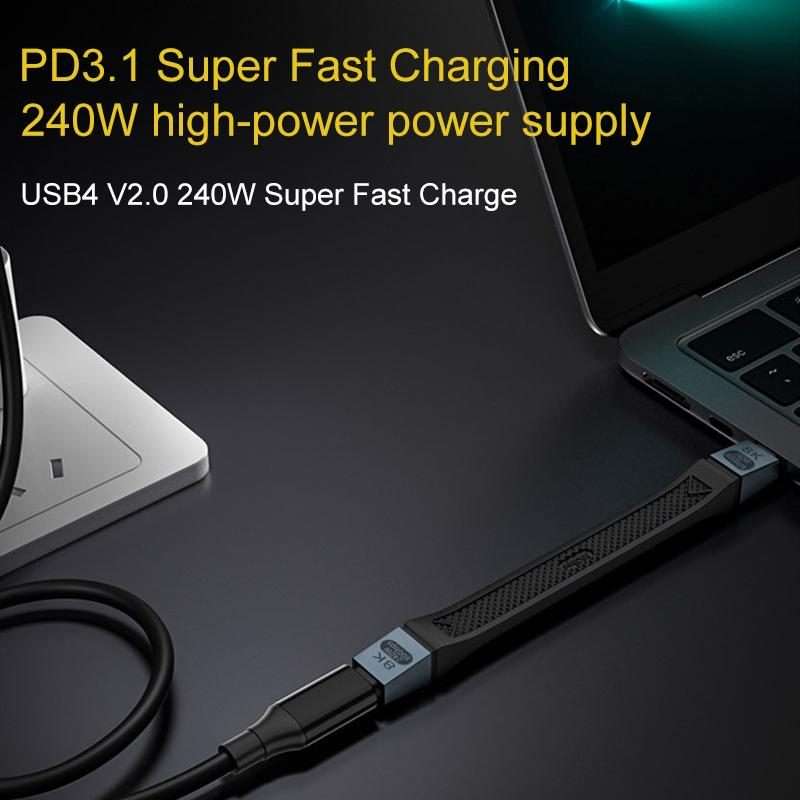 240W 8K 80Gbps USB-C / Type-C to USB-C / Type-C For Thunderbolt 5 Full Function FPC Ca ... (Black)