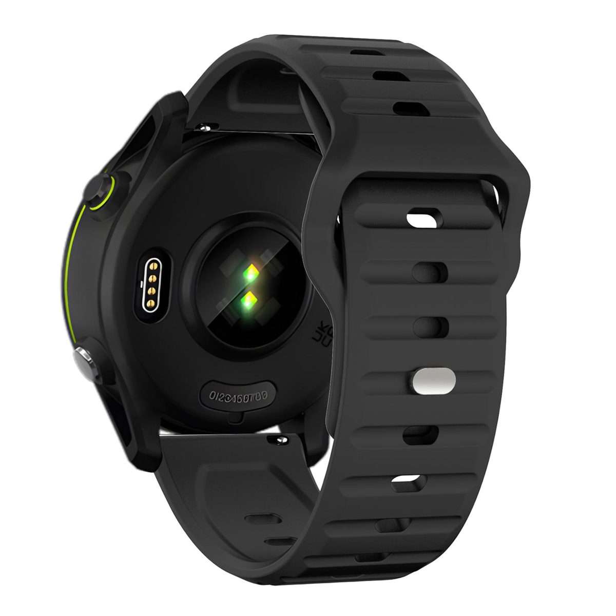 20mm Kalebol Wave Pattern Studded Buckle Silicone Watch Band(Black)