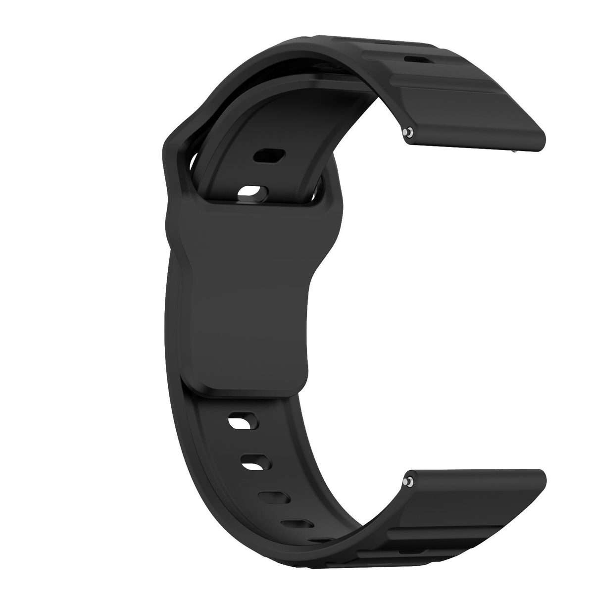20mm Kalebol Wave Pattern Studded Buckle Silicone Watch Band(Black)