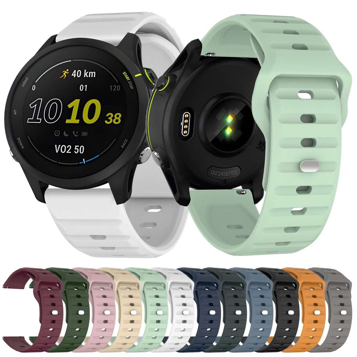 22mm Kalebol Wave Pattern Studded Buckle Silicone Watch Band(Black)