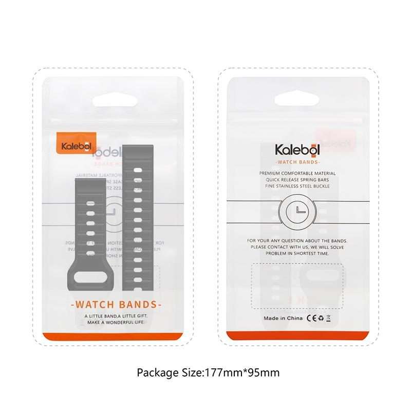 22mm Kalebol Wave Pattern Studded Buckle Silicone Watch Band(Black)