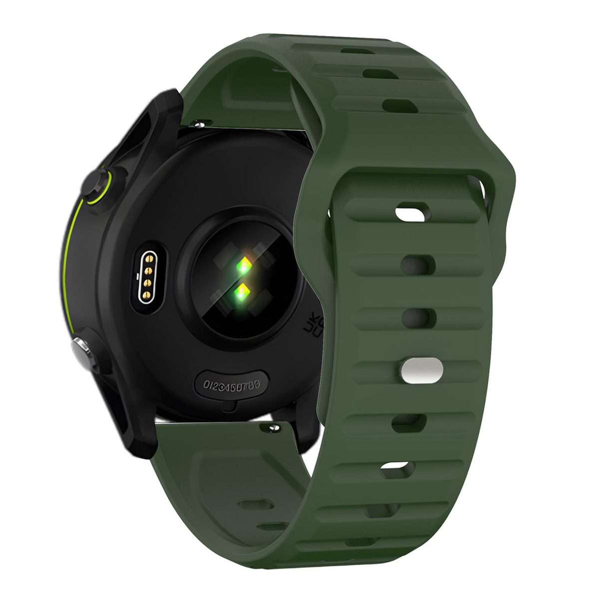 22mm Kalebol Wave Pattern Studded Buckle Silicone Watch Band(Army Green)