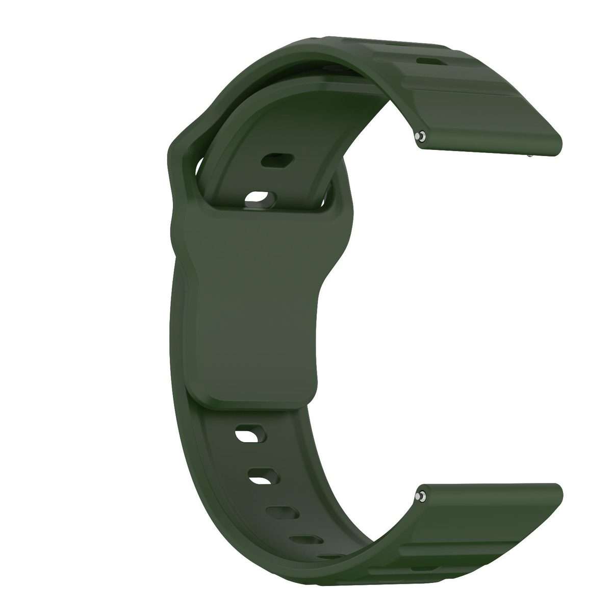 22mm Kalebol Wave Pattern Studded Buckle Silicone Watch Band(Army Green)