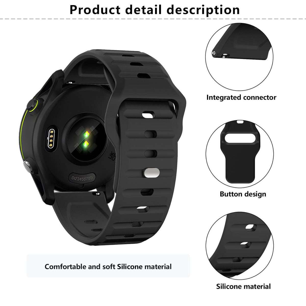 22mm Kalebol Wave Pattern Studded Buckle Silicone Watch Band(Teal)