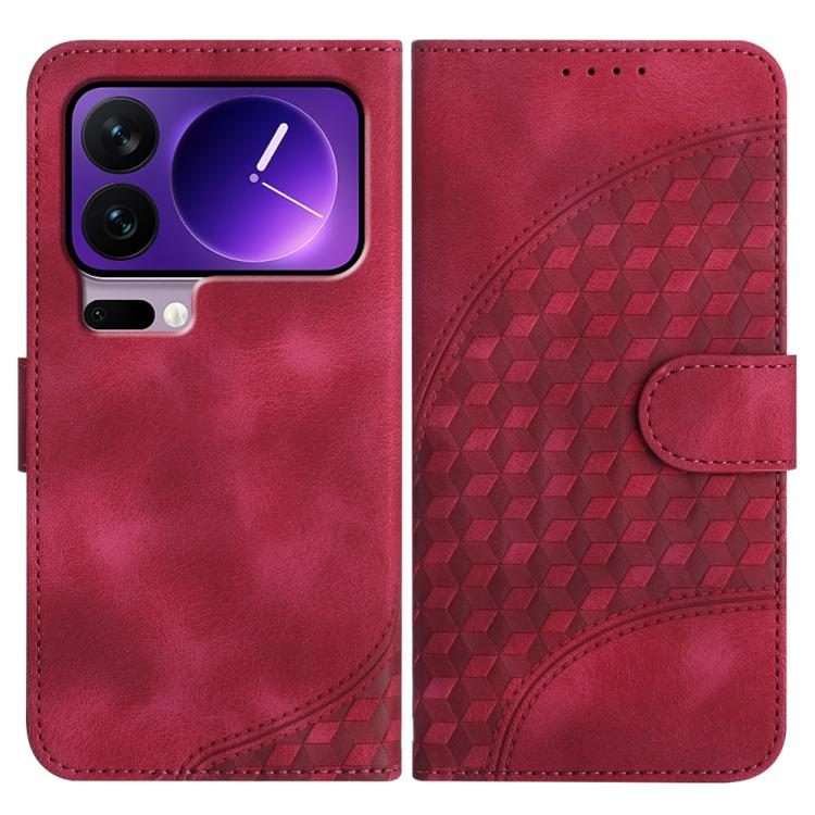 For Xiaomi 17 Pro Elephant Head Embossed Phone Leather Case with Lanyard(Rose Red)