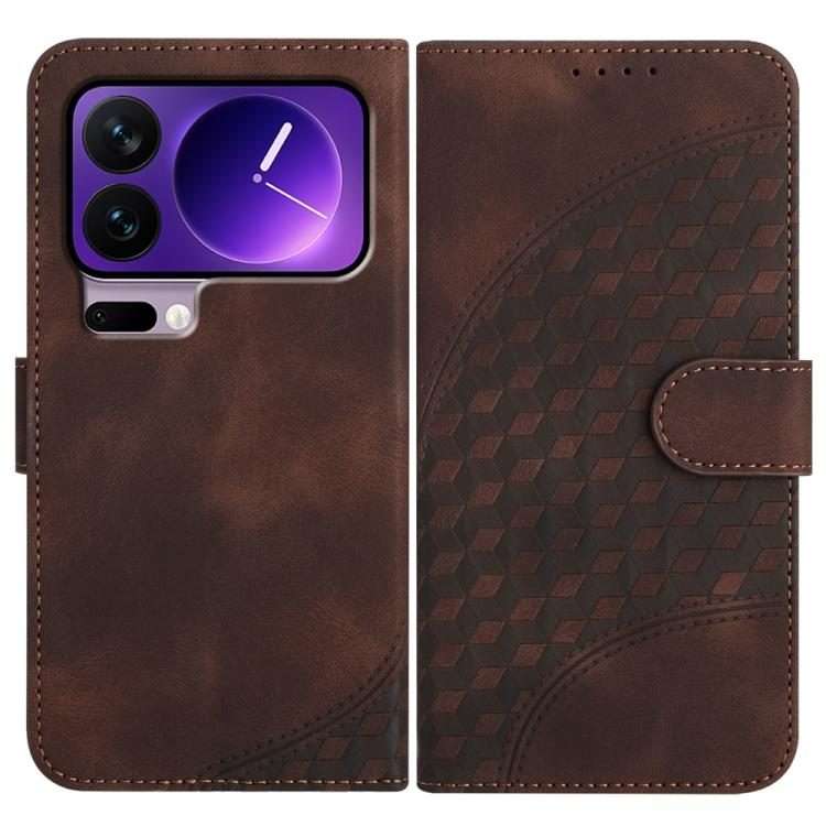 For Xiaomi 17 Pro Elephant Head Embossed Phone Leather Case with Lanyard(Coffee)