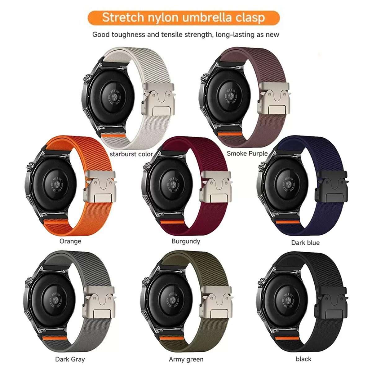 20mm Parachute Buckle Elastic Nylon Watch Band(Orange)