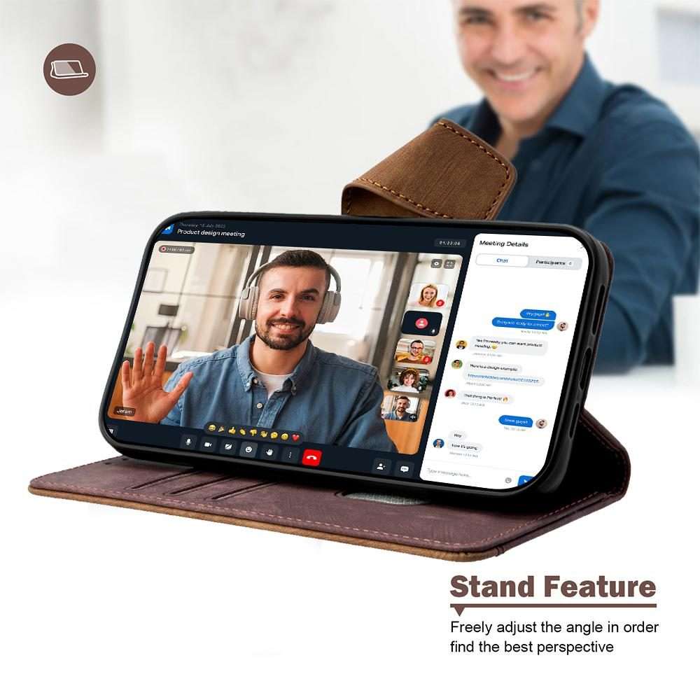For Redmi K80 Ultra Color Stitching Skin Feel Leather RFID Blocking Phone Case(Brown)