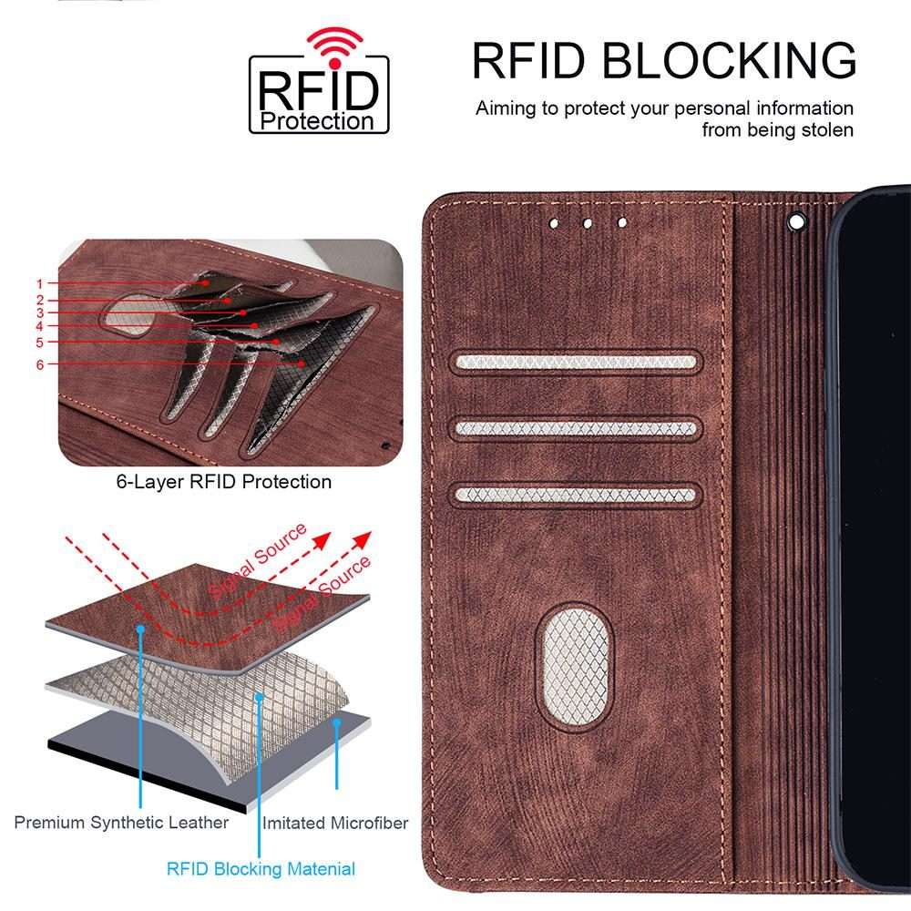 For Redmi K80 Ultra Color Stitching Skin Feel Leather RFID Blocking Phone Case(Brown)
