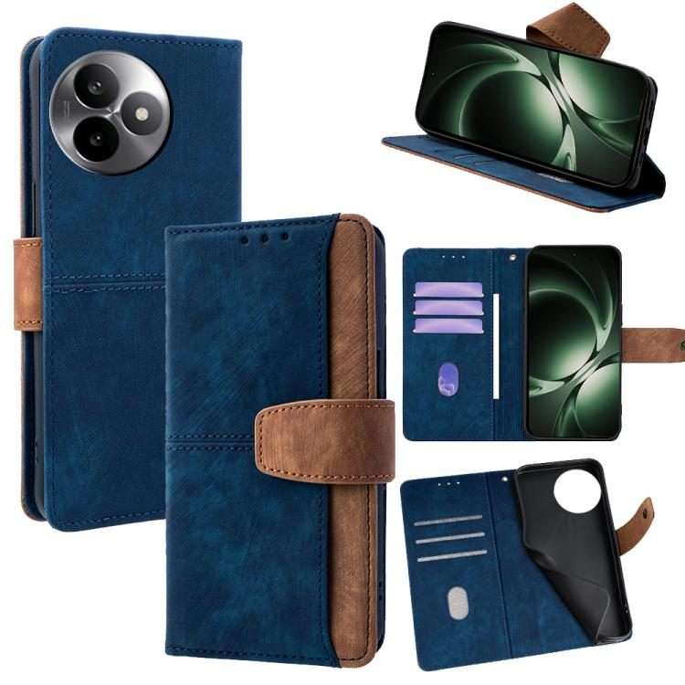 For Redmi K80 Ultra Color Stitching Skin Feel Leather RFID Blocking Phone Case(Blue)
