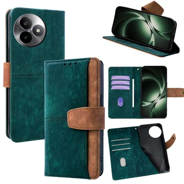 For Redmi K80 Ultra Color Stitching Skin Feel Leather RFID Blocking Phone Case(Green)