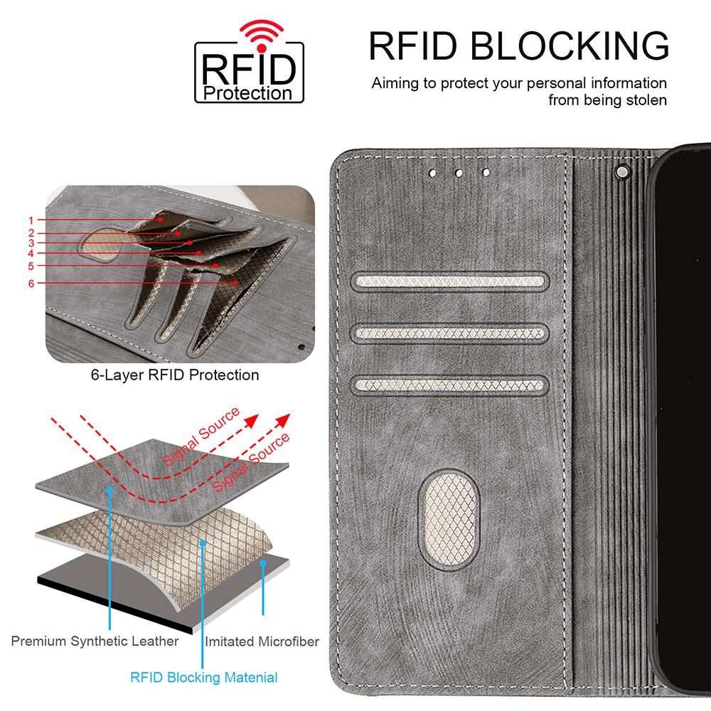 For Redmi K80 Ultra Color Stitching Skin Feel Leather RFID Blocking Phone Case(Grey)