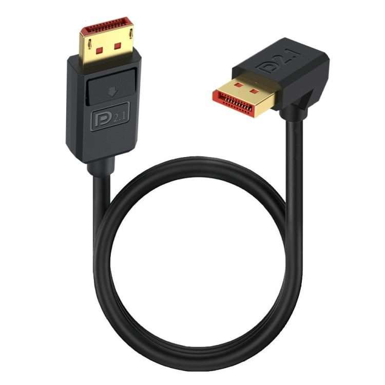 DP2.1 to DP2.1 Upper Elbow 52Gbps 16K 30Hz DisplayPort Extension Adapter Cable, Length ... (Black)