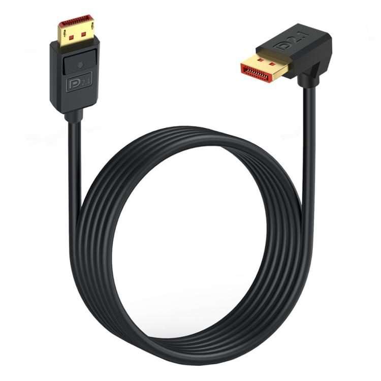 DP2.1 to DP2.1 Down Elbow 52Gbps 16K 30Hz DisplayPort Extension Adapter Cable, Length: 3m(Black)