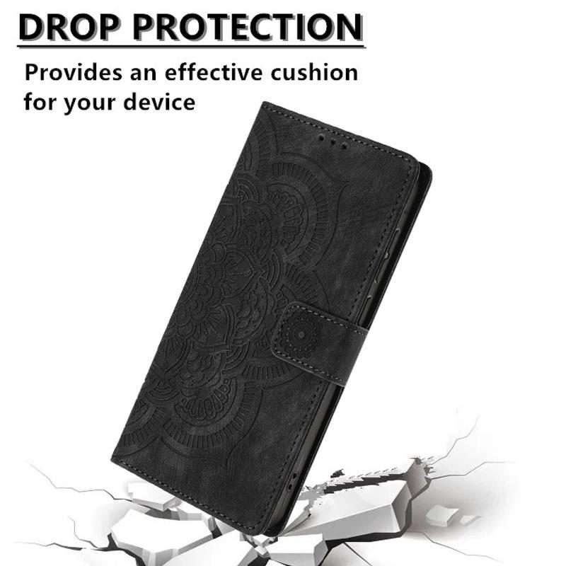 For iPhone 11 Pro Mandala Embossed Retro Frosted Leather Phone Case(Black)