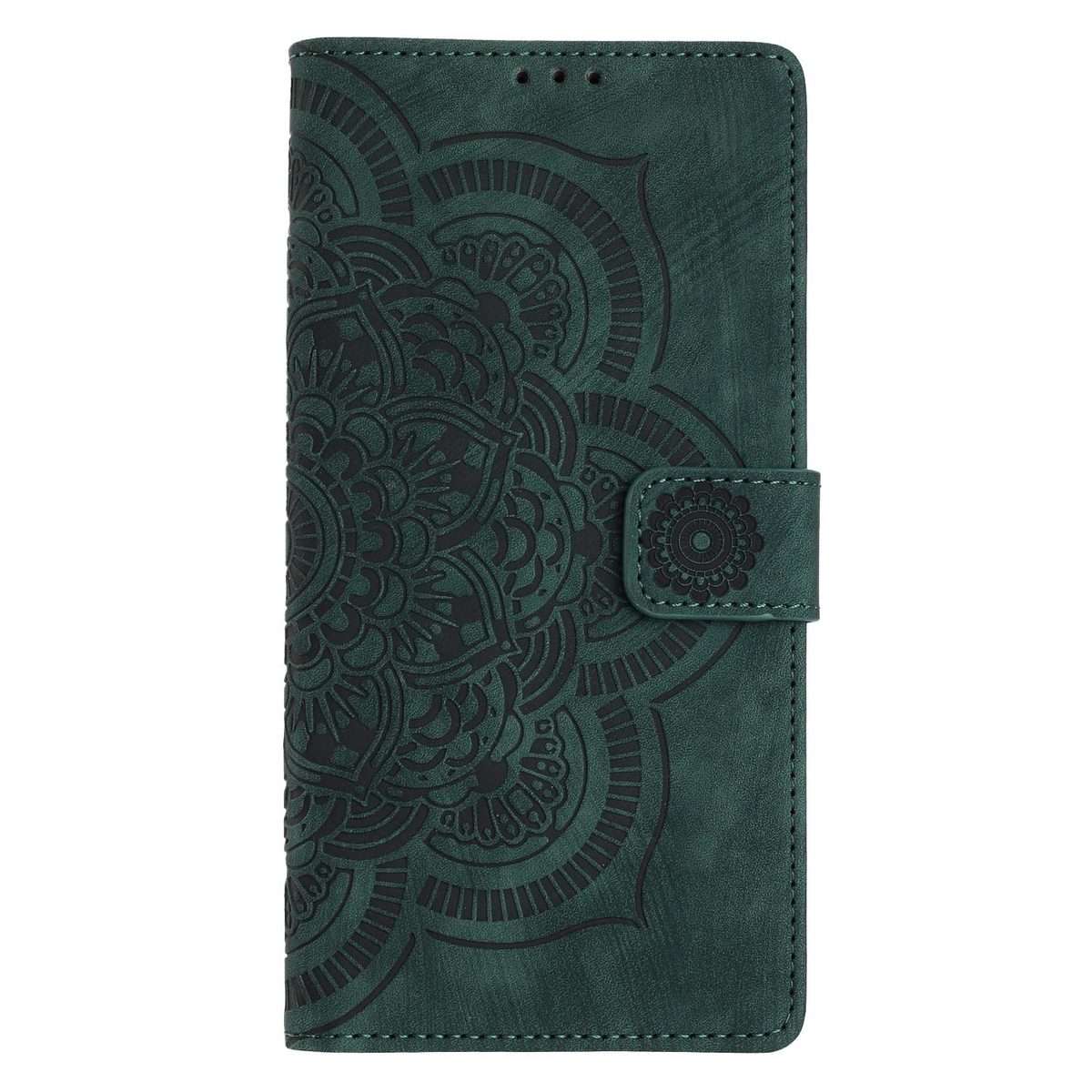 For iPhone 17 Pro Mandala Embossed Retro Frosted Leather Phone Case(Green)