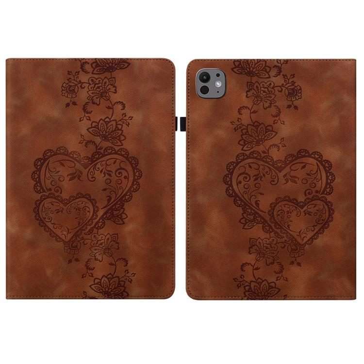 For iPad Pro 13 2025 / 2024 Love Hearts Embossed Leather Smart Tablet Case(Brown)