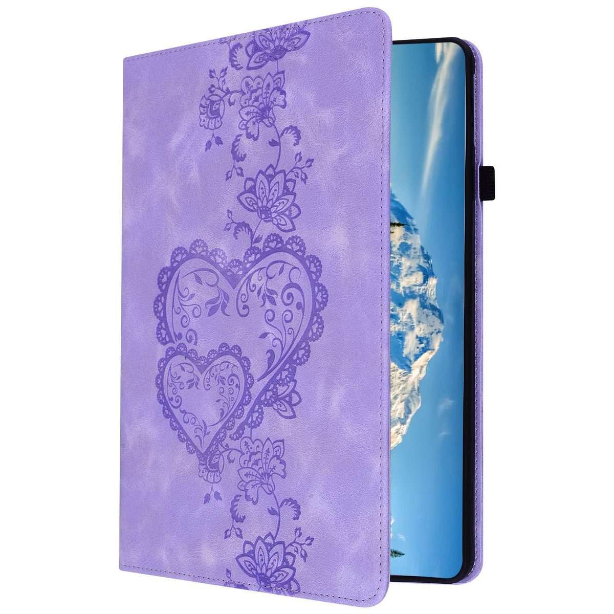 For iPad Pro 13 2025 / 2024 Love Hearts Embossed Leather Smart Tablet Case(Purple)