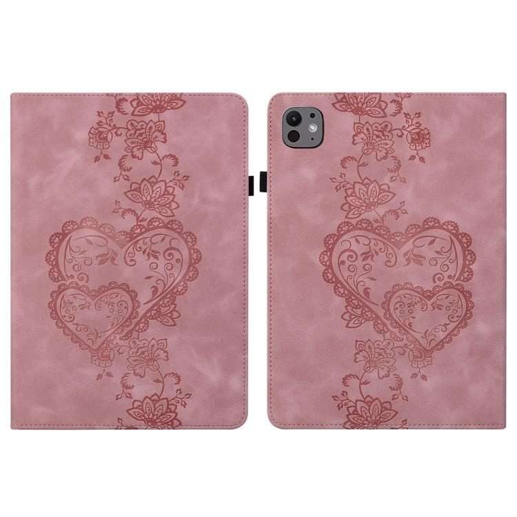 For iPad Pro 13 2025 / 2024 Love Hearts Embossed Leather Smart Tablet Case(Pink)