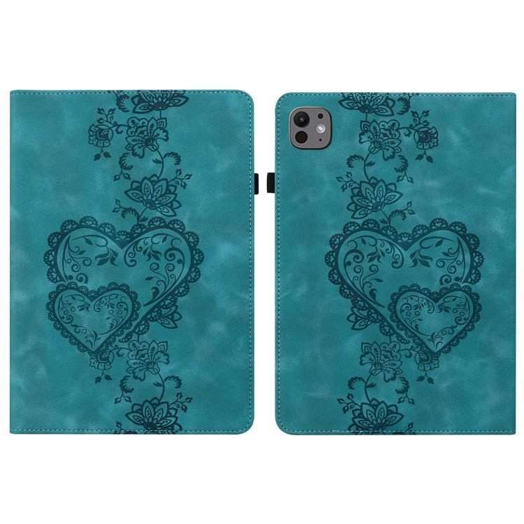 For iPad Pro 13 2025 / 2024 Love Hearts Embossed Leather Smart Tablet Case(Green)