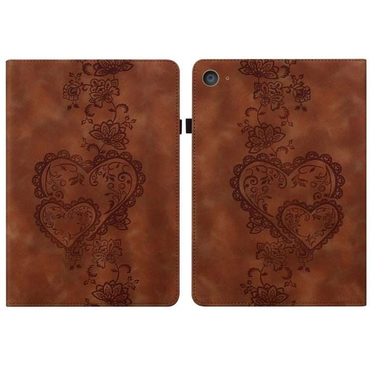 For iPad mini 5 / 4 / 3 / 2 / 1 Love Hearts Embossed Leather Smart Tablet Case(Brown)