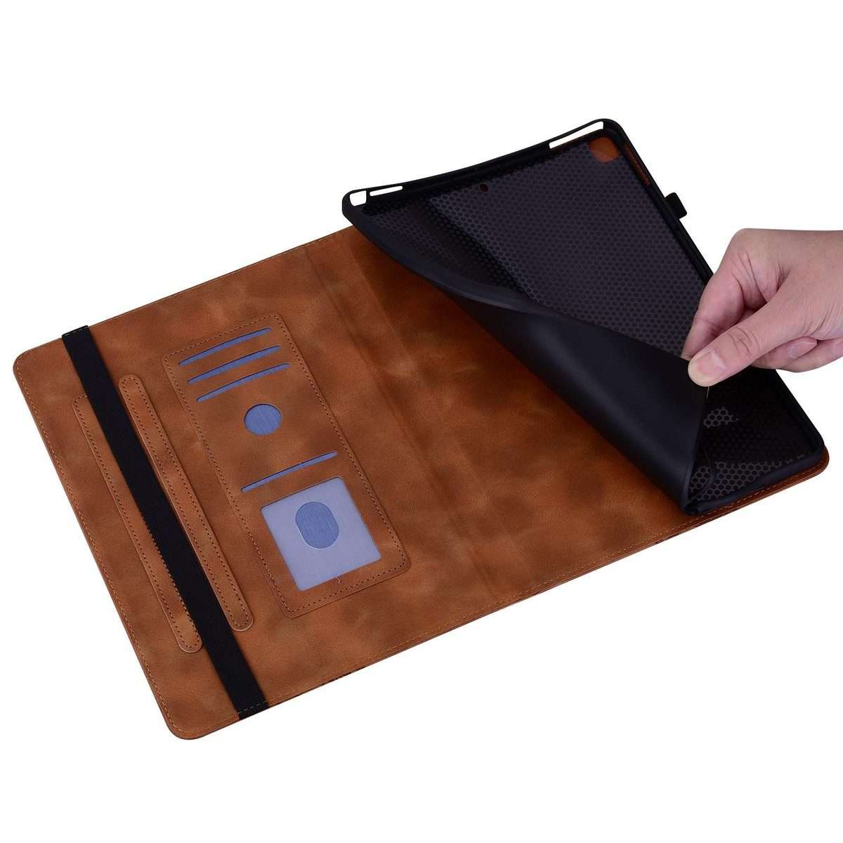 For iPad mini 5 / 4 / 3 / 2 / 1 Love Hearts Embossed Leather Smart Tablet Case(Brown)