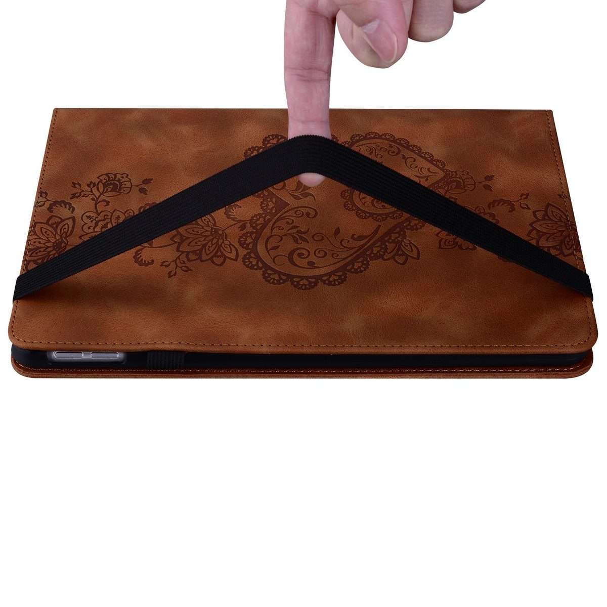 For iPad mini 5 / 4 / 3 / 2 / 1 Love Hearts Embossed Leather Smart Tablet Case(Brown)