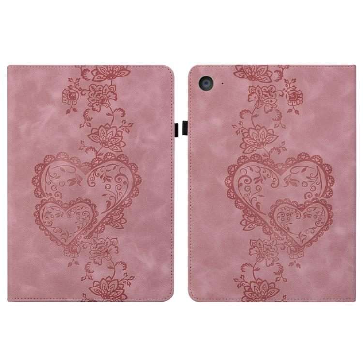 For iPad mini 5 / 4 / 3 / 2 / 1 Love Hearts Embossed Leather Smart Tablet Case(Pink)