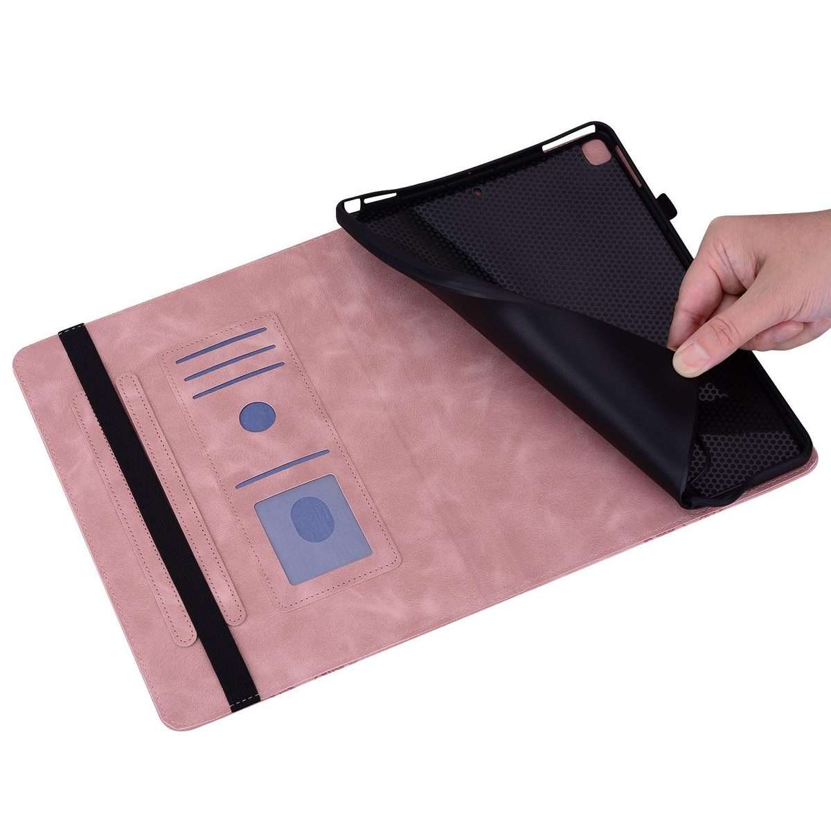 For iPad mini 5 / 4 / 3 / 2 / 1 Love Hearts Embossed Leather Smart Tablet Case(Pink)