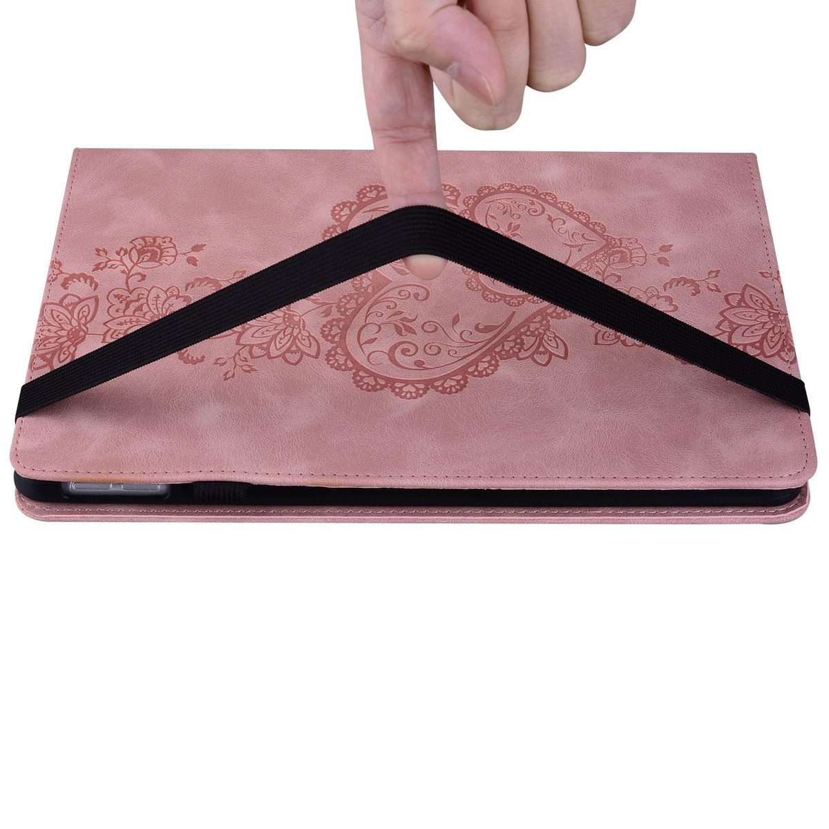 For iPad mini 5 / 4 / 3 / 2 / 1 Love Hearts Embossed Leather Smart Tablet Case(Pink)
