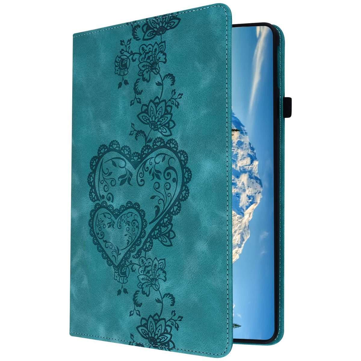 For iPad mini 5 / 4 / 3 / 2 / 1 Love Hearts Embossed Leather Smart Tablet Case(Green)