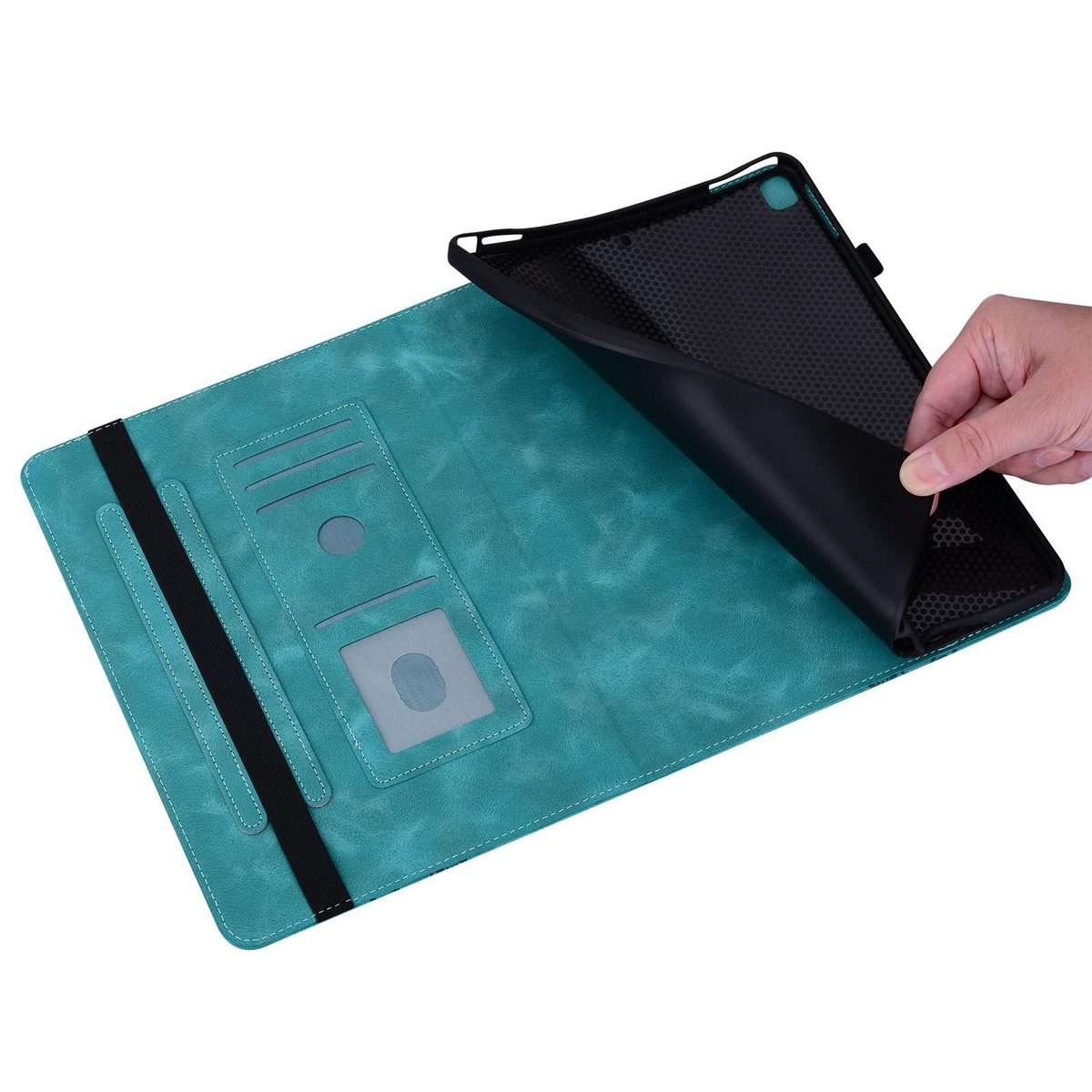 For iPad mini 5 / 4 / 3 / 2 / 1 Love Hearts Embossed Leather Smart Tablet Case(Green)