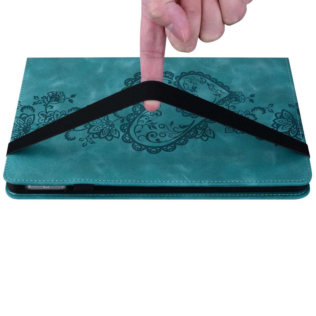 For iPad mini 5 / 4 / 3 / 2 / 1 Love Hearts Embossed Leather Smart Tablet Case(Green)