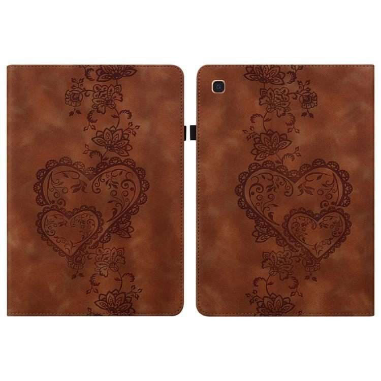 For Samsung Galaxy Tab A 10.1 2019 Love Hearts Embossed Leather Tablet Case(Brown)