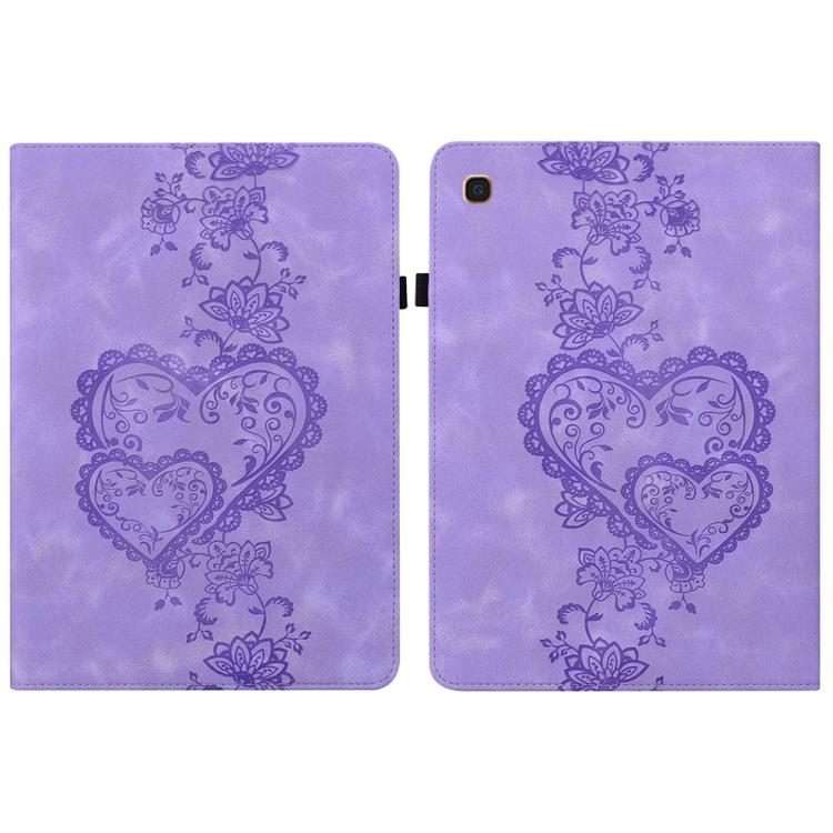 For Samsung Galaxy Tab A 10.1 2019 Love Hearts Embossed Leather Tablet Case(Purple)
