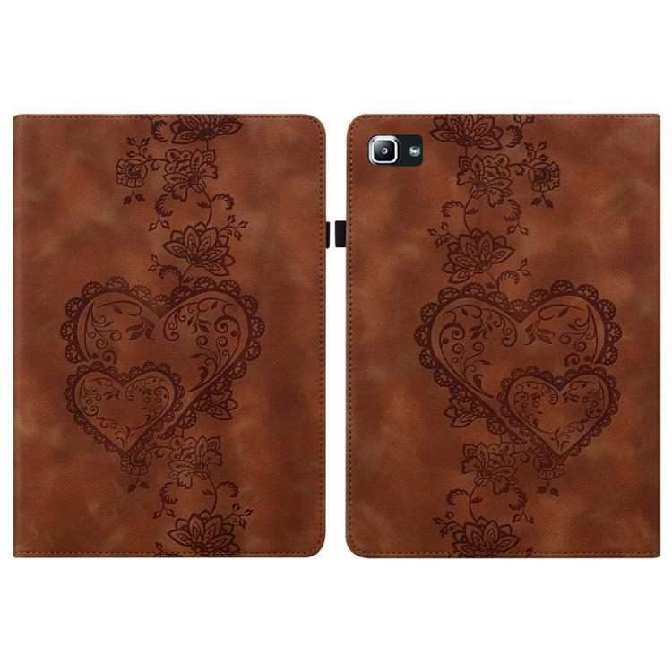 For Samsung Galaxy Tab A 10.1 2016 Love Hearts Embossed Leather Tablet Case(Brown)