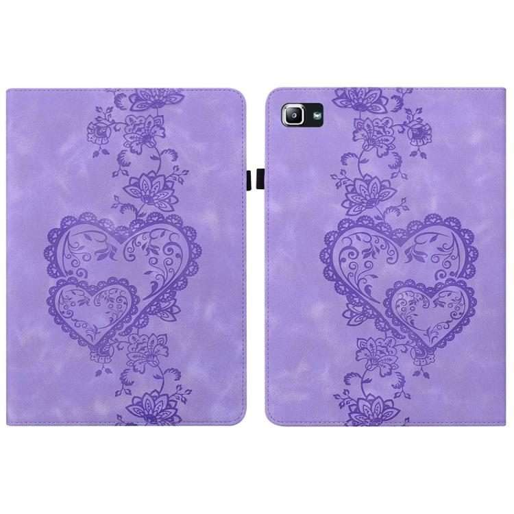 For Samsung Galaxy Tab A 10.1 2016 Love Hearts Embossed Leather Tablet Case(Purple)