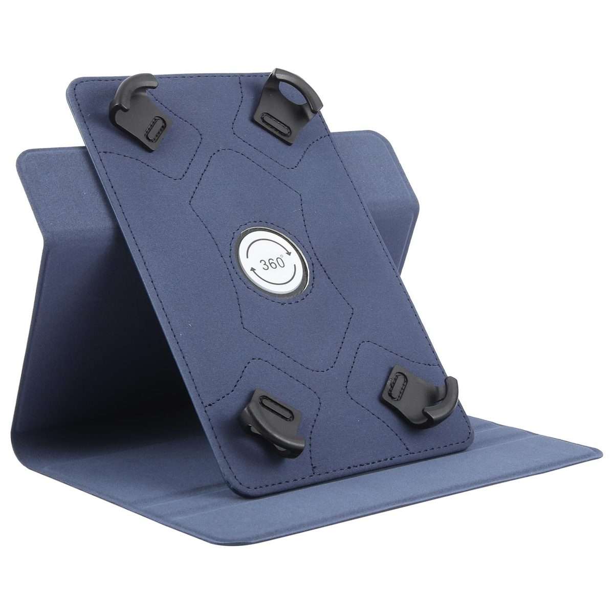 7-8 inch Voltage Hook 360 Rotation Leather Tablet Case(Dark Blue)