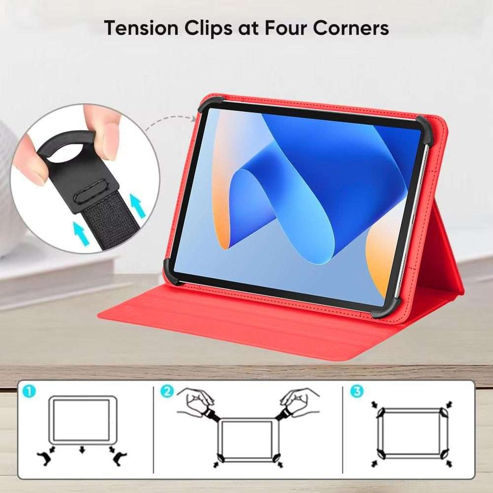 7-8 inch Voltage Hook 360 Rotation Leather Tablet Case(Red)