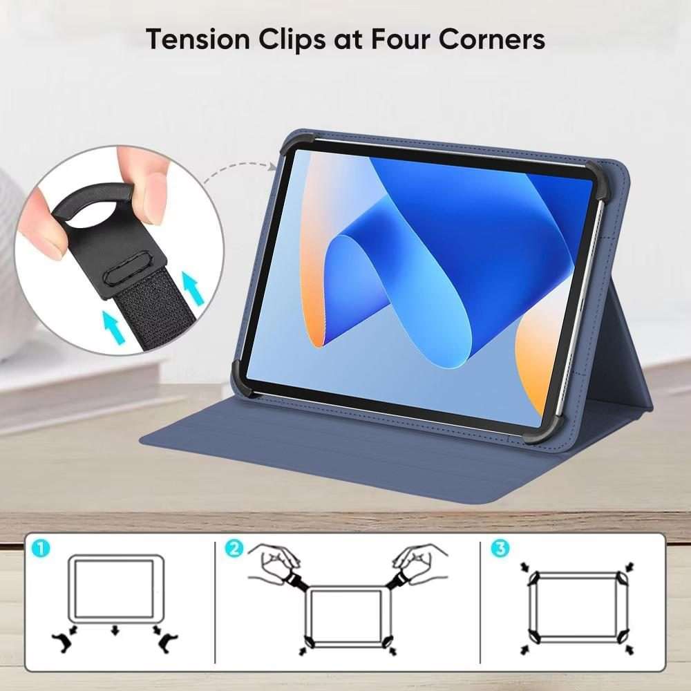 9-10 inch Voltage Hook 360 Rotation Leather Tablet Case(Dark Blue)