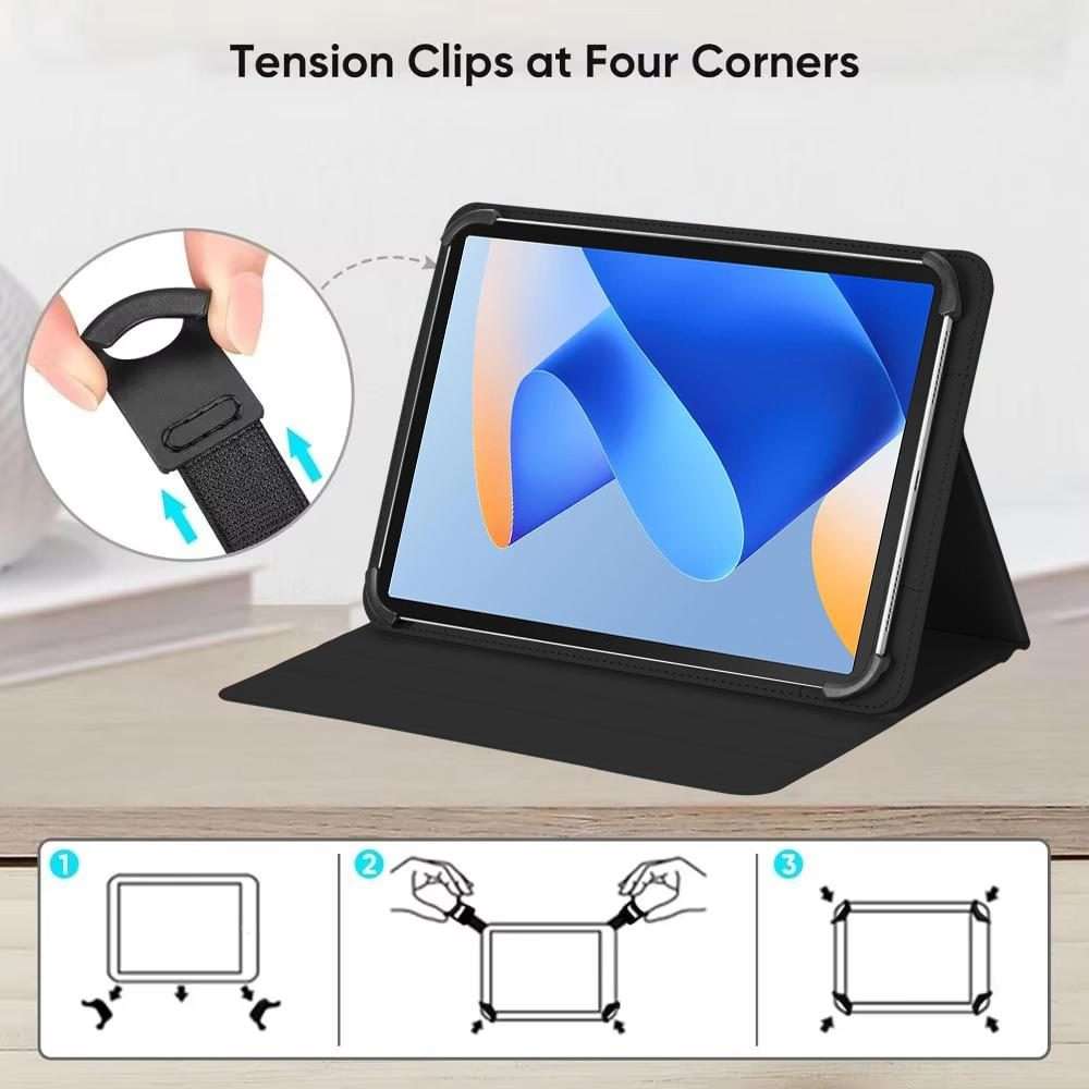 9-10 inch Voltage Hook 360 Rotation Leather Tablet Case(Black)
