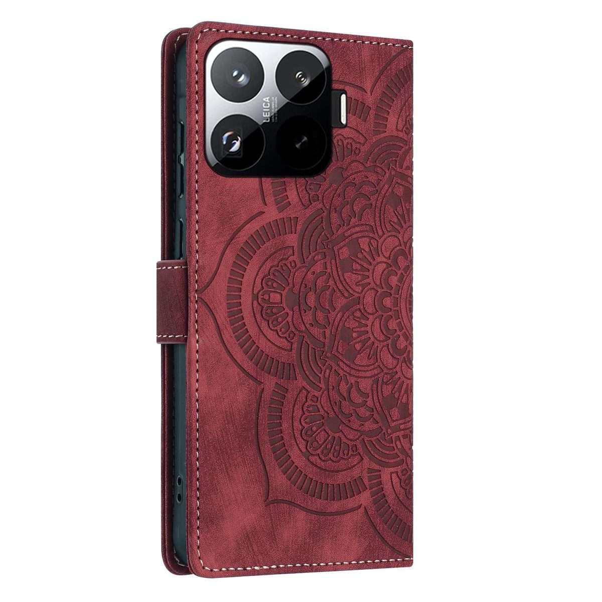 For Xiaomi 15T Pro 5G Mandala Embossed Retro Frosted Leather Phone Case(Red)