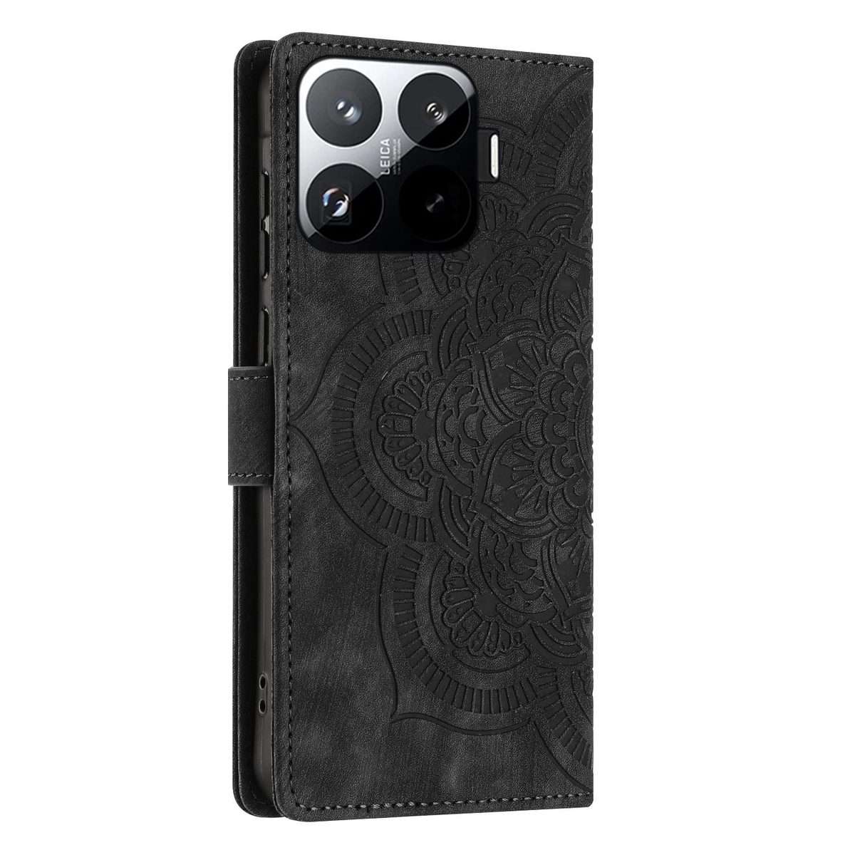 For Xiaomi 15T Pro 5G Mandala Embossed Retro Frosted Leather Phone Case(Black)