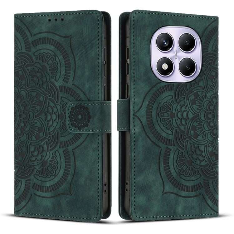For Redmi Note 14 Pro 5G Mandala Embossed Retro Frosted Leather Phone Case(Green)